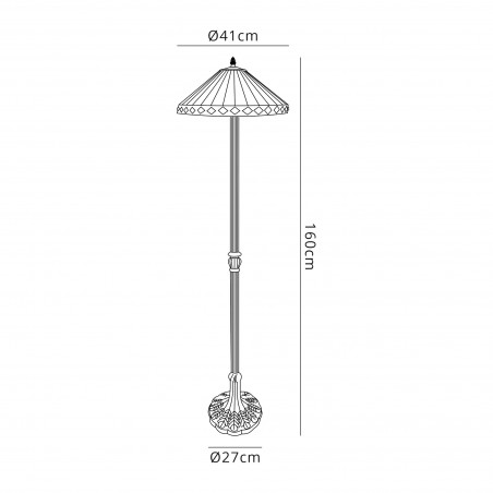 Eden 2 Light Leaf Design Floor Lamp E27 With 40cm Tiffany Shade, Amber/Cazure/Crystal/Aged Antique Brass DELight - 2