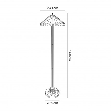 Eden 2 Light Stepped Design Floor Lamp E27 With 40cm Tiffany Shade, Amber/Cazure/Crystal/Aged Antique Brass DELight - 2