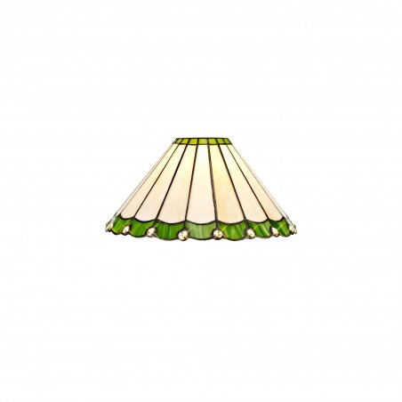 Tao 3 Light Downlighter Pendant E27 With 30cm Tiffany Shade, Green/Cazure/Crystal/Aged Antique Brass DELight - 10