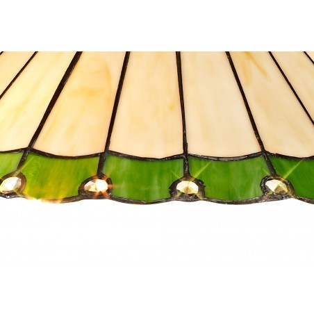 Tao 2 Light Stepped Design Floor Lamp E27 With 40cm Tiffany Shade, Green/Cazure/Crystal/Aged Antique Brass DELight - 11