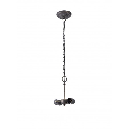 Tao 2 Light Downlighter Pendant E27 With 30cm Tiffany Shade, Amber/Cazure/Crystal/Aged Antique Brass DELight - 6
