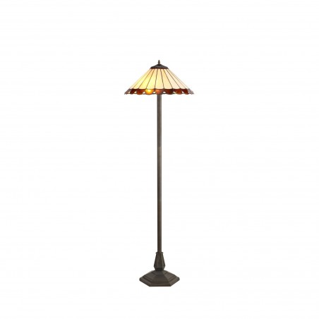 Tao 2 Light Octagonal Floor Lamp E27 With 40cm Tiffany Shade, Amber/Cazure/Crystal/Aged Antique Brass DELight - 1