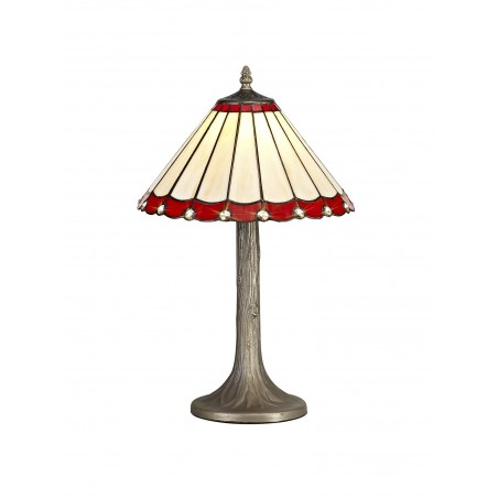Tao 1 Light Tree Like Table Lamp E27 With 30cm Tiffany Shade, Red/Cazure/Crystal/Aged Antique Brass DELight - 1