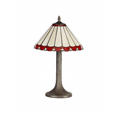 Tao 1 Light Tree Like Table Lamp E27 With 30cm Tiffany Shade, Red/Cazure/Crystal/Aged Antique Brass DELight - 3