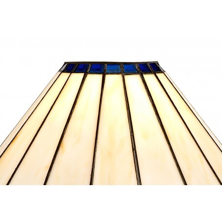 Tao 3 Light Semi Ceiling E27 With 30cm Tiffany Shade, Blue/Cazure/Crystal/Aged Antique Brass DELight - 7