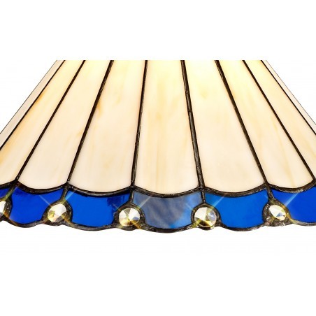 Tao 3 Light Semi Ceiling E27 With 30cm Tiffany Shade, Blue/Cazure/Crystal/Aged Antique Brass DELight - 8