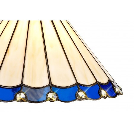 Tao 3 Light Semi Ceiling E27 With 30cm Tiffany Shade, Blue/Cazure/Crystal/Aged Antique Brass DELight - 9