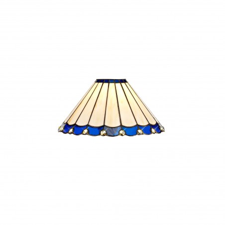 Tao 3 Light Semi Ceiling E27 With 30cm Tiffany Shade, Blue/Cazure/Crystal/Aged Antique Brass DELight - 10