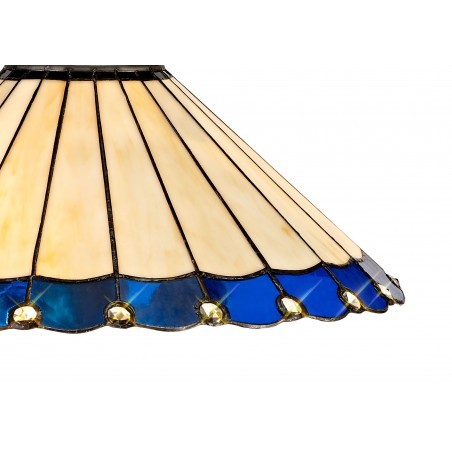 Tao 3 Light Semi Ceiling E27 With 40cm Tiffany Shade, Blue/Cazure/Crystal/Aged Antique Brass DELight - 9