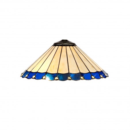 Tao 3 Light Semi Ceiling E27 With 40cm Tiffany Shade, Blue/Cazure/Crystal/Aged Antique Brass DELight - 10