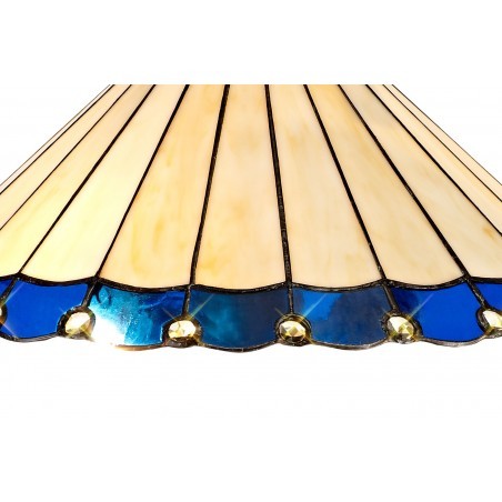 Tao 2 Light Octagonal Floor Lamp E27 With 40cm Tiffany Shade, Blue/Cazure/Crystal/Aged Antique Brass DELight - 8