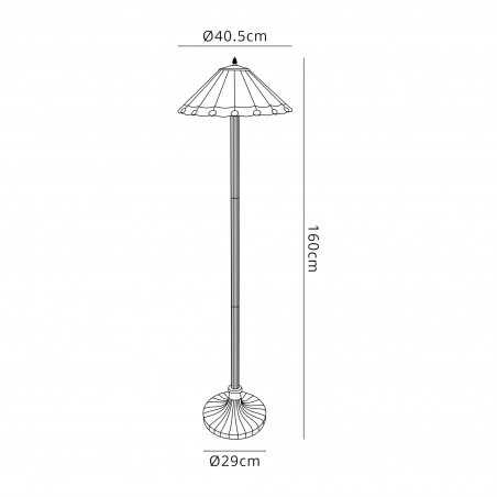 Tao 2 Light Stepped Design Floor Lamp E27 With 40cm Tiffany Shade, Blue/Cazure/Crystal/Aged Antique Brass DELight - 2