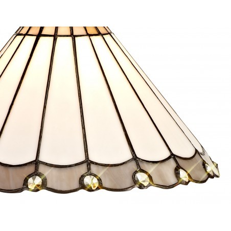 Tao 1 Light Octagonal Table Lamp E27 With 30cm Tiffany Shade, Grey/Cazure/Crystal/Aged Antique Brass DELight - 11