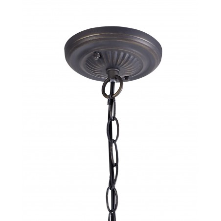 Tao 1 Light Downlighter Pendant E27 With 30cm Tiffany Shade, Grey/Cazure/Crystal/Aged Antique Brass DELight - 3