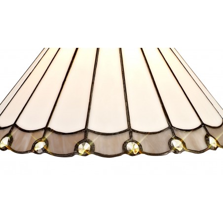 Tao 1 Light Downlighter Pendant E27 With 30cm Tiffany Shade, Grey/Cazure/Crystal/Aged Antique Brass DELight - 8