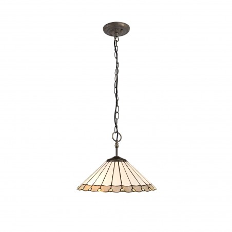Tao 3 Light Downlighter Pendant E27 With 40cm Tiffany Shade, Grey/Cazure/Crystal/Aged Antique Brass DELight - 1