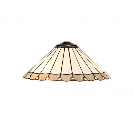 Tao 3 Light Downlighter Pendant E27 With 40cm Tiffany Shade, Grey/Cazure/Crystal/Aged Antique Brass DELight - 10