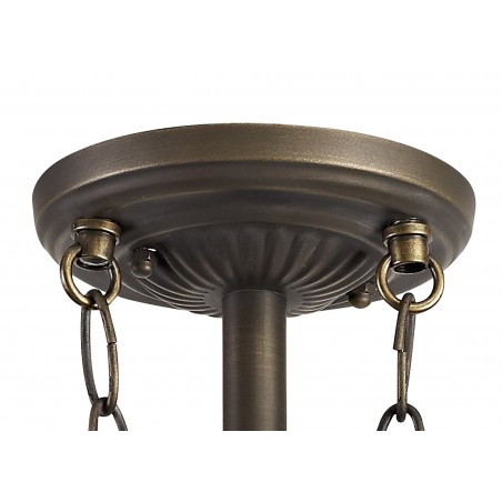 Tao 3 Light Semi Ceiling E27 With 40cm Tiffany Shade, Grey/Cazure/Crystal/Aged Antique Brass DELight - 3
