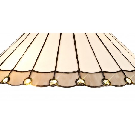 Tao 3 Light Semi Ceiling E27 With 40cm Tiffany Shade, Grey/Cazure/Crystal/Aged Antique Brass DELight - 8