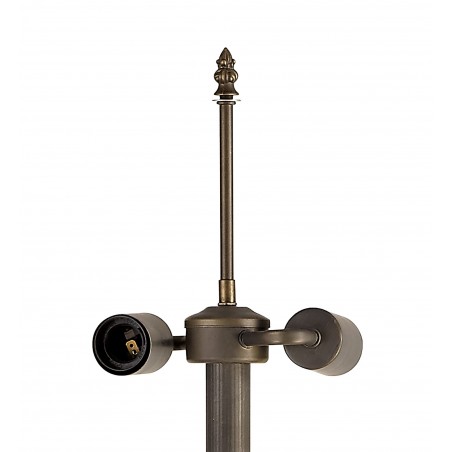 Tao 2 Light Octagonal Floor Lamp E27 With 40cm Tiffany Shade, Grey/Cazure/Crystal/Aged Antique Brass DELight - 4