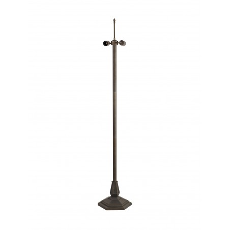 Tao 2 Light Octagonal Floor Lamp E27 With 40cm Tiffany Shade, Grey/Cazure/Crystal/Aged Antique Brass DELight - 6