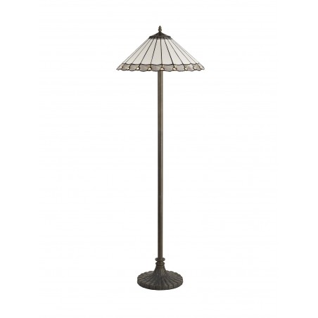 Tao 2 Light Stepped Design Floor Lamp E27 With 40cm Tiffany Shade, Grey/Cazure/Crystal/Aged Antique Brass DELight - 3