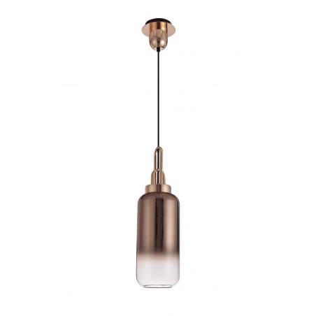 Aquila 1 Light Pendant E27 With 30cm Cylinder Glass, Copper/Matt Black/Clear DELight - 3