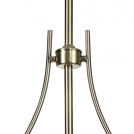 Cane 3 Light Linear Pendant E27 With 30cm Round Glass Shade, Antique Brass, Amber DELight - 8