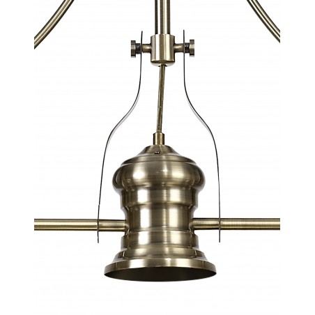 Cane 3 Light Linear Pendant E27 With 30cm Smooth Bell Glass Shade, Antique Brass, Clear DELight - 9