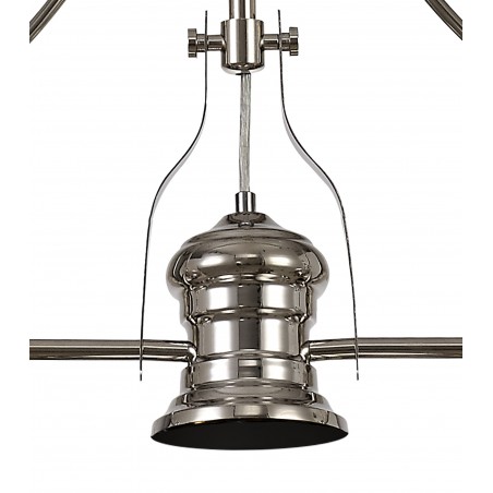 Cane 3 Light Linear Pendant E27 With 30cm Bell Glass Shade, Polished Nickel, Clear DELight - 9