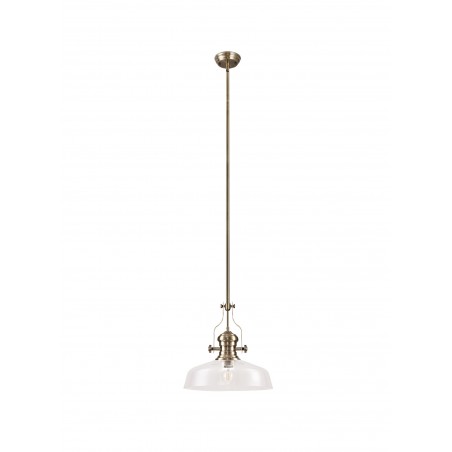 Cane Pendant With 38cm Flat Round Shade, 1 x E27, Antique Brass/Clear Glass DELight - 3