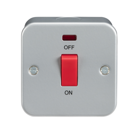 Knightsbridge M8331N Metal Clad 45A DP Switch with Neon - Single Size