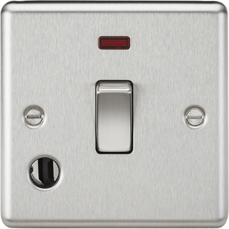 Knightsbridge CL834FBC 20A 1G DP Switch with Neon & Flex Outlet - Rounded Edge Brushed Chrome