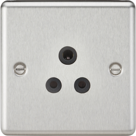 Knightsbridge CL5ABC 5A Unswitched Socket - Rounded Edge Brushed Chrome Finish with Black Insert