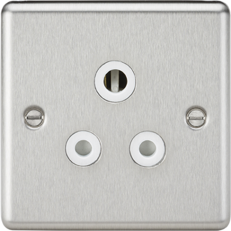 Knightsbridge CL5ABCW 5A Unswitched Socket - Rounded Edge Brushed Chrome Finish with White Insert