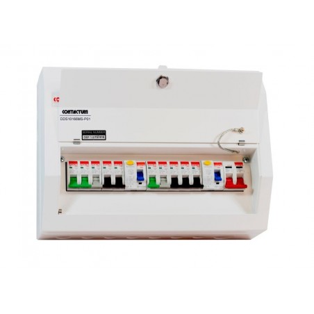 Contactum DDS10188MS-P01 10 Way High Integrity Fully Loaded Consumer Unit With 10 MCB's - 3x6A, 2x16A, 4x32A, 1x40A