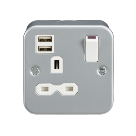 Knightsbridge MR9124 Metal Clad 13A 1G Switched Socket with Dual USB Charger (2.4A)-1