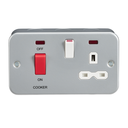Knightsbridge MR8333N Metal Clad 2G 45A DP Cooker Switch and 13A Switched Socket with Neons-2