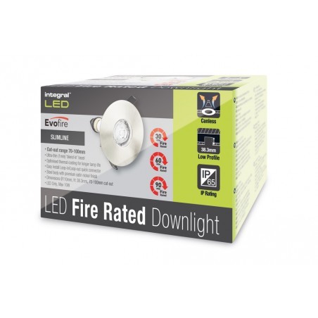 Integral ILDLFR70D016 Evofire Fire Rated Round Downlight 70MM Cutout IP65 in Satin Nickel-4