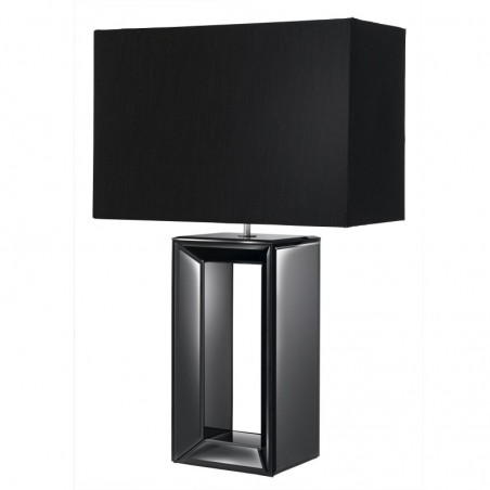Searchlight 1610BK Mirror Table Lamp - Tall Black -  Black Faux Silk Shade