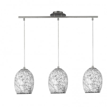 Searchlight 8069-3WH Crackle - 3Lt White Glass Pendant