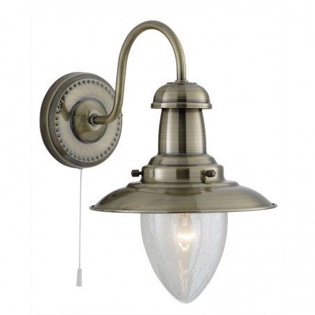 Searchlight 5331-1AB Fisherman Antique Brass Wall Light With Seeded Glass