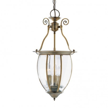 Searchlight 9501-3 Bevelled Lantern Bowed Bevelled Glass 3Lt Ant/Brass
