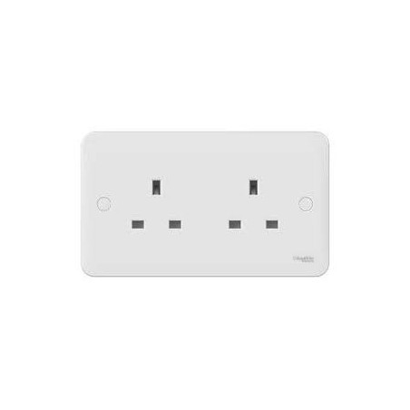 Schneider Lisse GGBL3060 13A 2 Gang Single Pole White Unswitched Socket