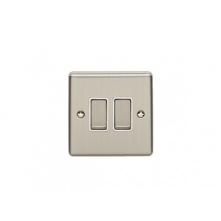 Eurolite EN2SWSSW 10A 2 Gang 2 Way Satin Stainless Steel/Brushed Chrome Enhance Switch