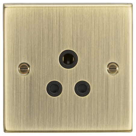 Knightsbridge CS5AAB 5A Unswitched Socket - Square Edge Antique Brass Finish with Black Insert