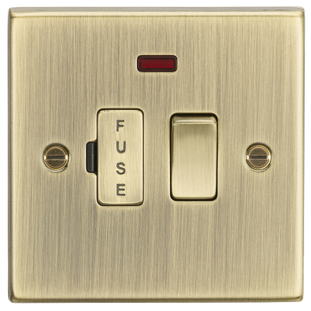 Knightsbridge CS63NAB 13A Switched Fused Spur Unit with Neon - Square Edge Antique Brass