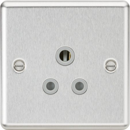 Knightsbridge CL5ABCG 5A Unswitched Socket - Rounded Edge Brushed Chrome Finish with Grey Insert