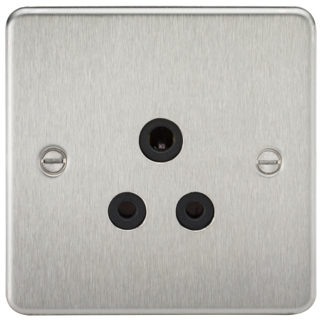 Knightsbridge FP5ABC Flat Plate 5A unswitched socket - brushed chrome with black insert