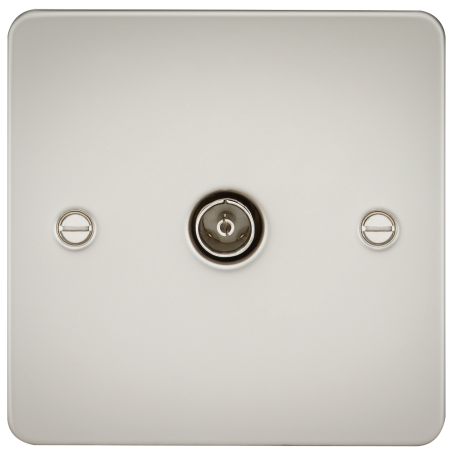 Knightsbridge FP0100PL Flat Plate 1G TV Outlet (non-isolated) - Pearl